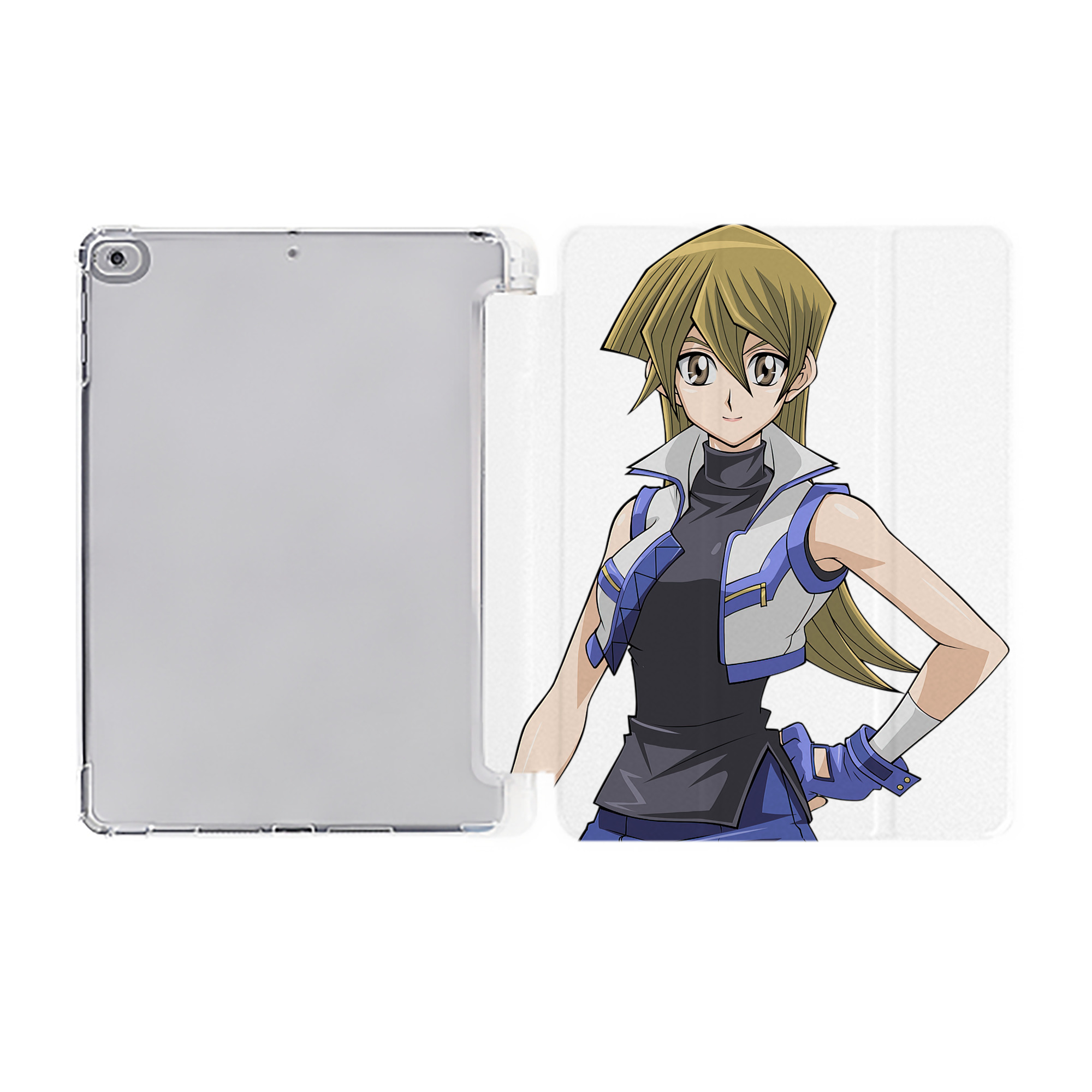 （画像用） 遊☆戯☆王 Yu-Gi-Oh! IPad ケース ペン収納付き 三つ折りスタンド PUレザー×シリコン 対応機種9.5/10.5/10.9インチ